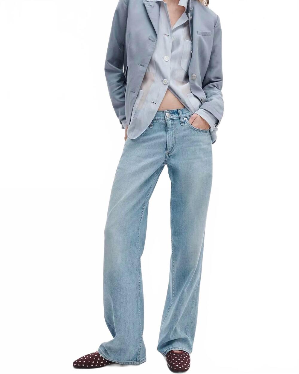 NEW RAG & BONE cam low-rise relaxed straight jean in moon